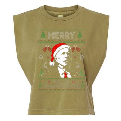 Santa Joe Biden Merry Thanksgiving Ugly Christmas Sweater  Garment-Dyed Women's Muscle Tee