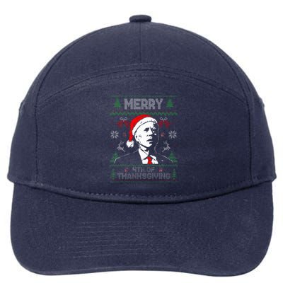 Santa Joe Biden Merry Thanksgiving Ugly Christmas Sweater  7-Panel Snapback Hat