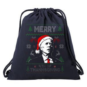 Santa Joe Biden Merry Thanksgiving Ugly Christmas Sweater  Drawstring Bag