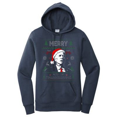 Santa Joe Biden Merry Thanksgiving Ugly Christmas Sweater  Women's Pullover Hoodie