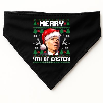 Santa Joe Biden Merry 4th Of Easter Ugly Sweater Christmas Sweatshirt USA-Made Doggie Bandana