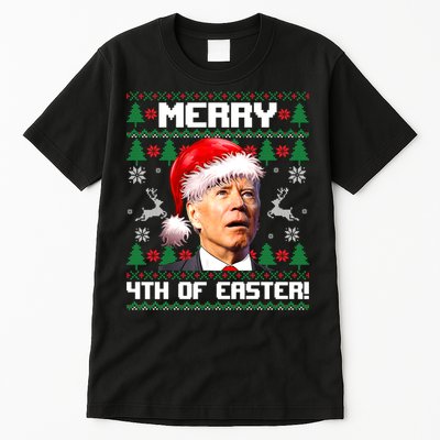 Santa Joe Biden Merry 4th Of Easter Ugly Sweater Christmas Sweatshirt Tall T-Shirt