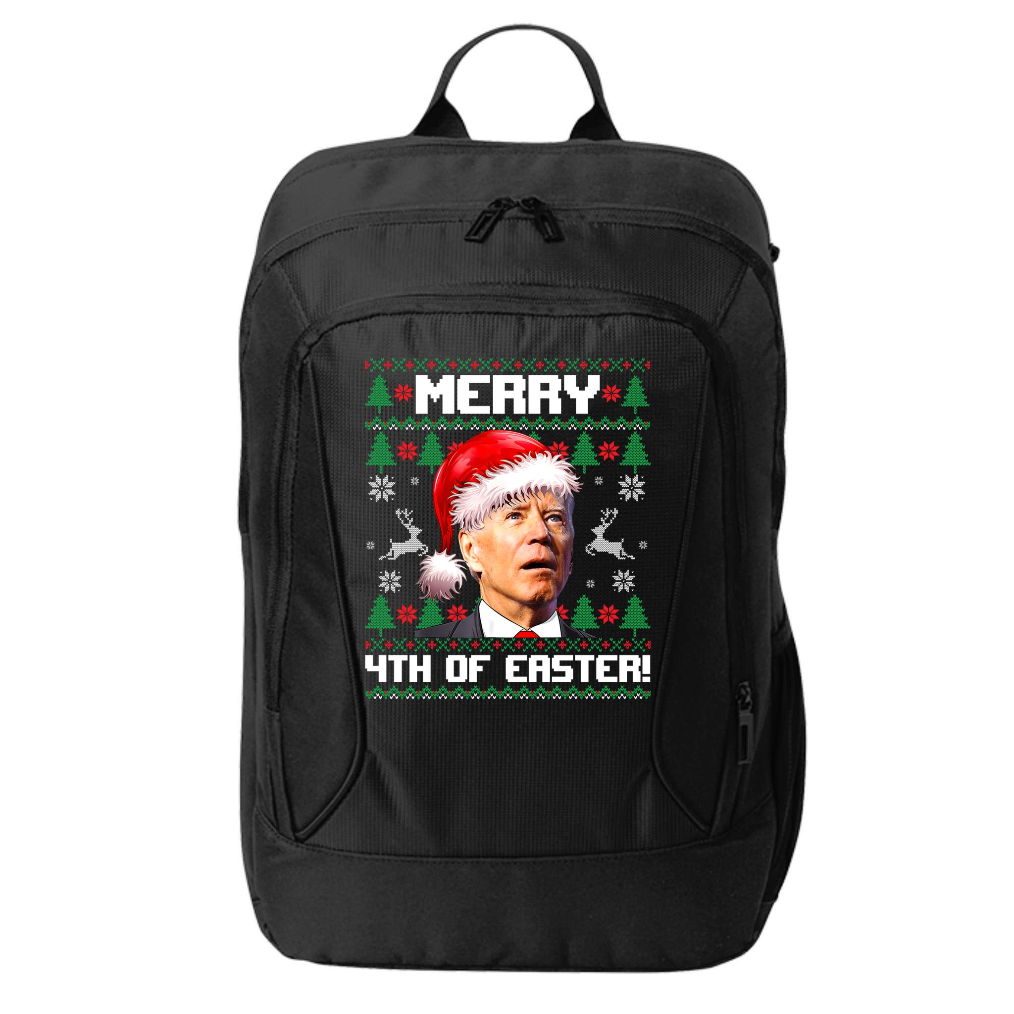 Santa Joe Biden Merry 4th Of Easter Ugly Sweater Christmas Sweatshirt City Backpack