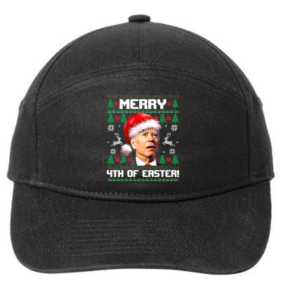 Santa Joe Biden Merry 4th Of Easter Ugly Sweater Christmas Sweatshirt 7-Panel Snapback Hat