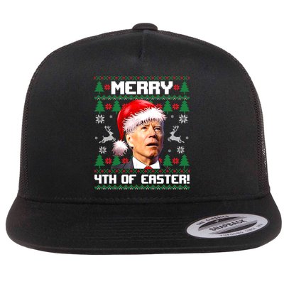 Santa Joe Biden Merry 4th Of Easter Ugly Sweater Christmas Sweatshirt Flatbill Hat