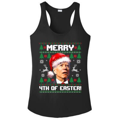 Santa Joe Biden Merry 4th Of Easter Ugly Sweater Christmas Sweatshirt Ladies PosiCharge Competitor Racerback Tank