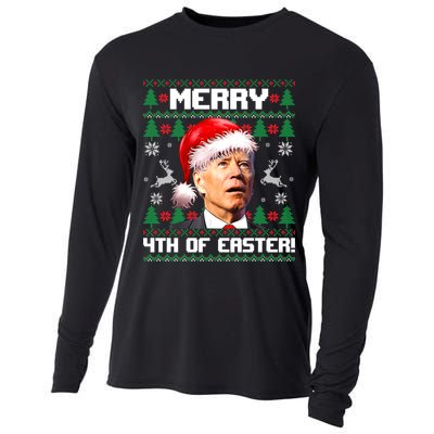 Santa Joe Biden Merry 4th Of Easter Ugly Sweater Christmas Sweatshirt Cooling Performance Long Sleeve Crew