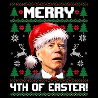 Santa Joe Biden Merry 4th Of Easter Ugly Sweater Christmas Sweatshirt Poster