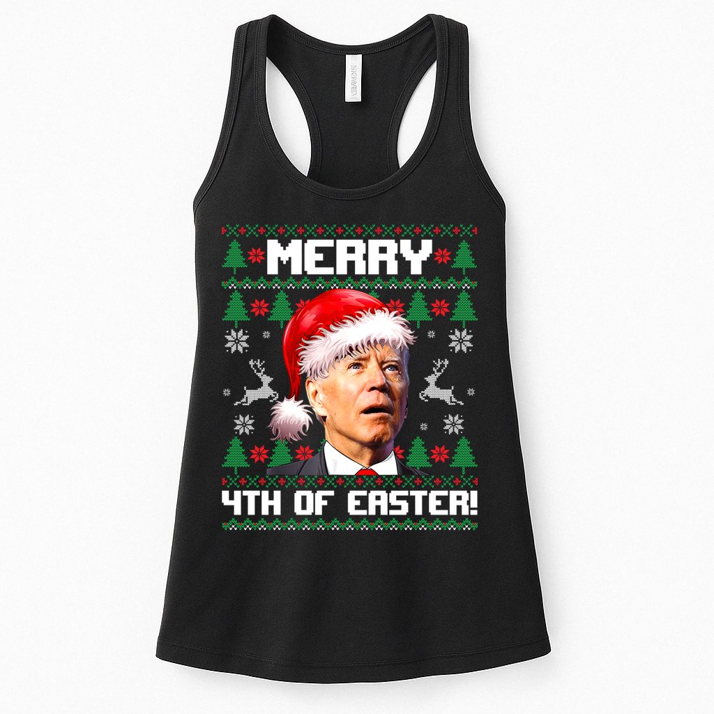 Santa Joe Biden Merry 4th Of Easter Ugly Sweater Christmas Sweatshirt Womens Tank Top