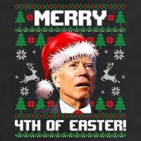Santa Joe Biden Merry 4th Of Easter Ugly Sweater Christmas Sweatshirt Golf Towel