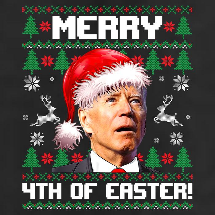 Santa Joe Biden Merry 4th Of Easter Ugly Sweater Christmas Sweatshirt Golf Towel