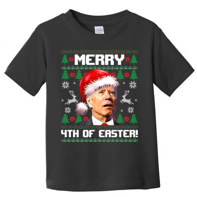 Santa Joe Biden Merry 4th Of Easter Ugly Sweater Christmas Sweatshirt Toddler T-Shirt