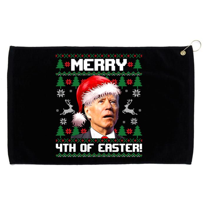 Santa Joe Biden Merry 4th Of Easter Ugly Sweater Christmas Sweatshirt Grommeted Golf Towel