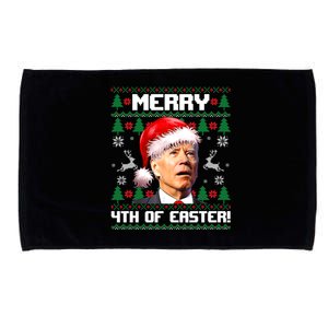 Santa Joe Biden Merry 4th Of Easter Ugly Sweater Christmas Sweatshirt Microfiber Hand Towel