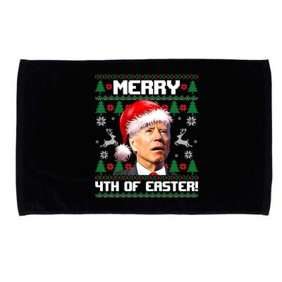 Santa Joe Biden Merry 4th Of Easter Ugly Sweater Christmas Sweatshirt Microfiber Hand Towel
