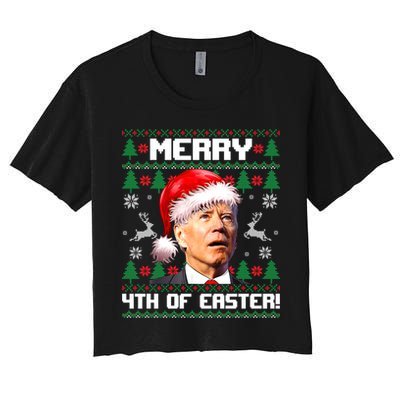 Santa Joe Biden Merry 4th Of Easter Ugly Sweater Christmas Sweatshirt Crop Top