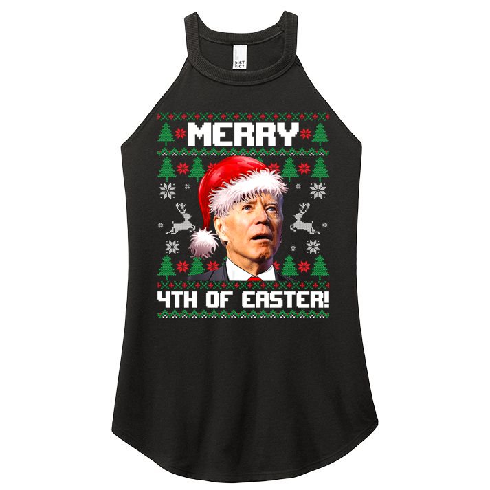 Santa Joe Biden Merry 4th Of Easter Ugly Sweater Christmas Sweatshirt Women's Perfect Tri Rocker Tank
