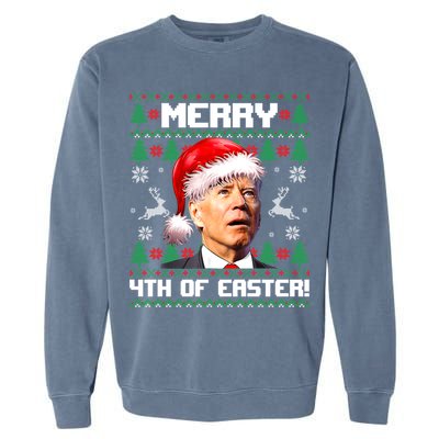 Santa Joe Biden Merry 4th Of Easter Ugly Sweater Christmas Sweatshirt Garment-Dyed Sweatshirt