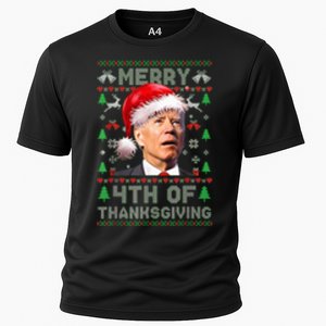 Santa Joe Biden Merry Thanksgiving Ugly Christmas Sweater Cooling Performance Crew T-Shirt