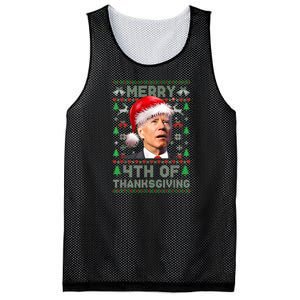 Santa Joe Biden Merry Thanksgiving Ugly Christmas Sweater Mesh Reversible Basketball Jersey Tank