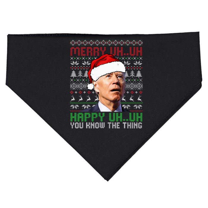 Santa Joe Biden Merry Uh Uh Christmas Ugly Sweater USA-Made Doggie Bandana