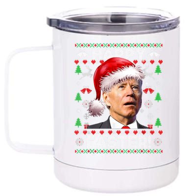 Santa Joe Biden Happy Easter Ugly Christmas Sweater 12 oz Stainless Steel Tumbler Cup