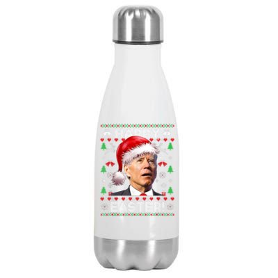 Santa Joe Biden Happy Easter Ugly Christmas Sweater Stainless Steel Insulated Water Bottle