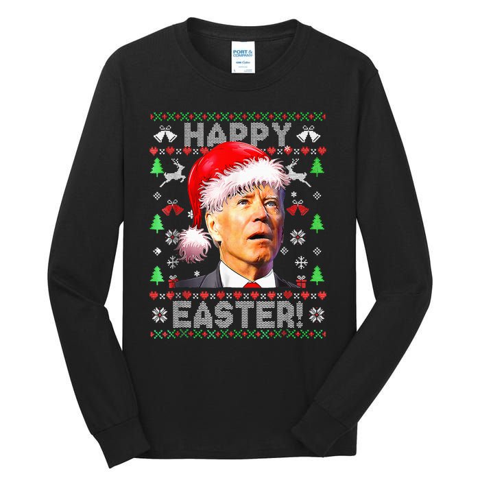 Santa Joe Biden Happy Easter Ugly Christmas Tall Long Sleeve T-Shirt