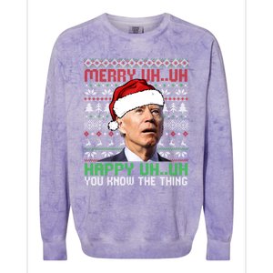 Santa Joe Biden Merry Uh Uh Christmas Ugly Sweater Sweatshirt Colorblast Crewneck Sweatshirt