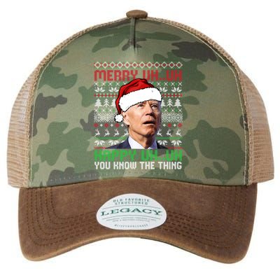 Santa Joe Biden Merry Uh Uh Christmas Ugly Sweater Sweatshirt Legacy Tie Dye Trucker Hat