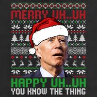 Santa Joe Biden Merry Uh Uh Christmas Ugly Sweater Sweatshirt 7 Panel Mesh Trucker Snapback Hat