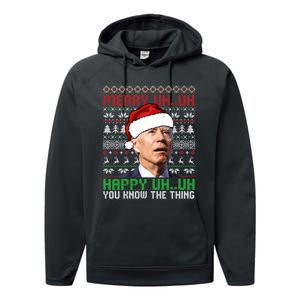 Santa Joe Biden Merry Uh Uh Christmas Ugly Sweater Sweatshirt Performance Fleece Hoodie