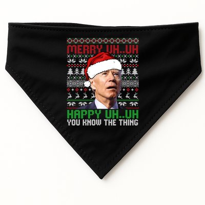 Santa Joe Biden Merry Uh Uh Christmas Ugly Sweater Sweatshirt USA-Made Doggie Bandana