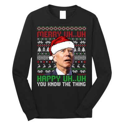 Santa Joe Biden Merry Uh Uh Christmas Ugly Sweater Sweatshirt Long Sleeve Shirt