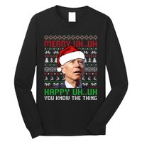 Santa Joe Biden Merry Uh Uh Christmas Ugly Sweater Sweatshirt Long Sleeve Shirt