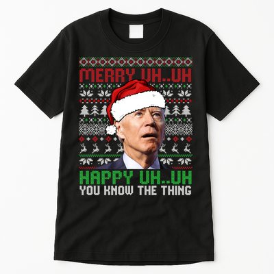 Santa Joe Biden Merry Uh Uh Christmas Ugly Sweater Sweatshirt Tall T-Shirt