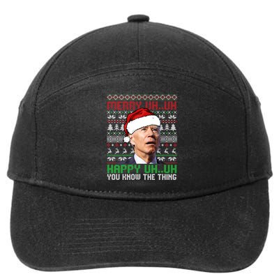 Santa Joe Biden Merry Uh Uh Christmas Ugly Sweater Sweatshirt 7-Panel Snapback Hat