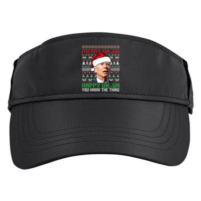 Santa Joe Biden Merry Uh Uh Christmas Ugly Sweater Sweatshirt Adult Drive Performance Visor