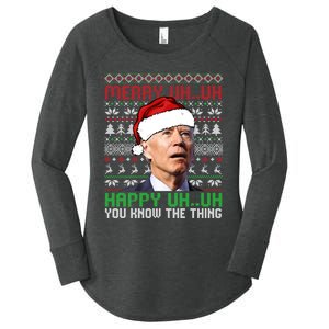 Santa Joe Biden Merry Uh Uh Christmas Ugly Sweater Sweatshirt Women's Perfect Tri Tunic Long Sleeve Shirt