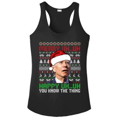 Santa Joe Biden Merry Uh Uh Christmas Ugly Sweater Sweatshirt Ladies PosiCharge Competitor Racerback Tank