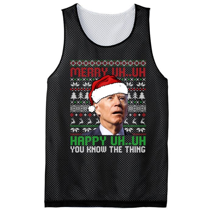 Santa Joe Biden Merry Uh Uh Christmas Ugly Sweater Sweatshirt Mesh Reversible Basketball Jersey Tank