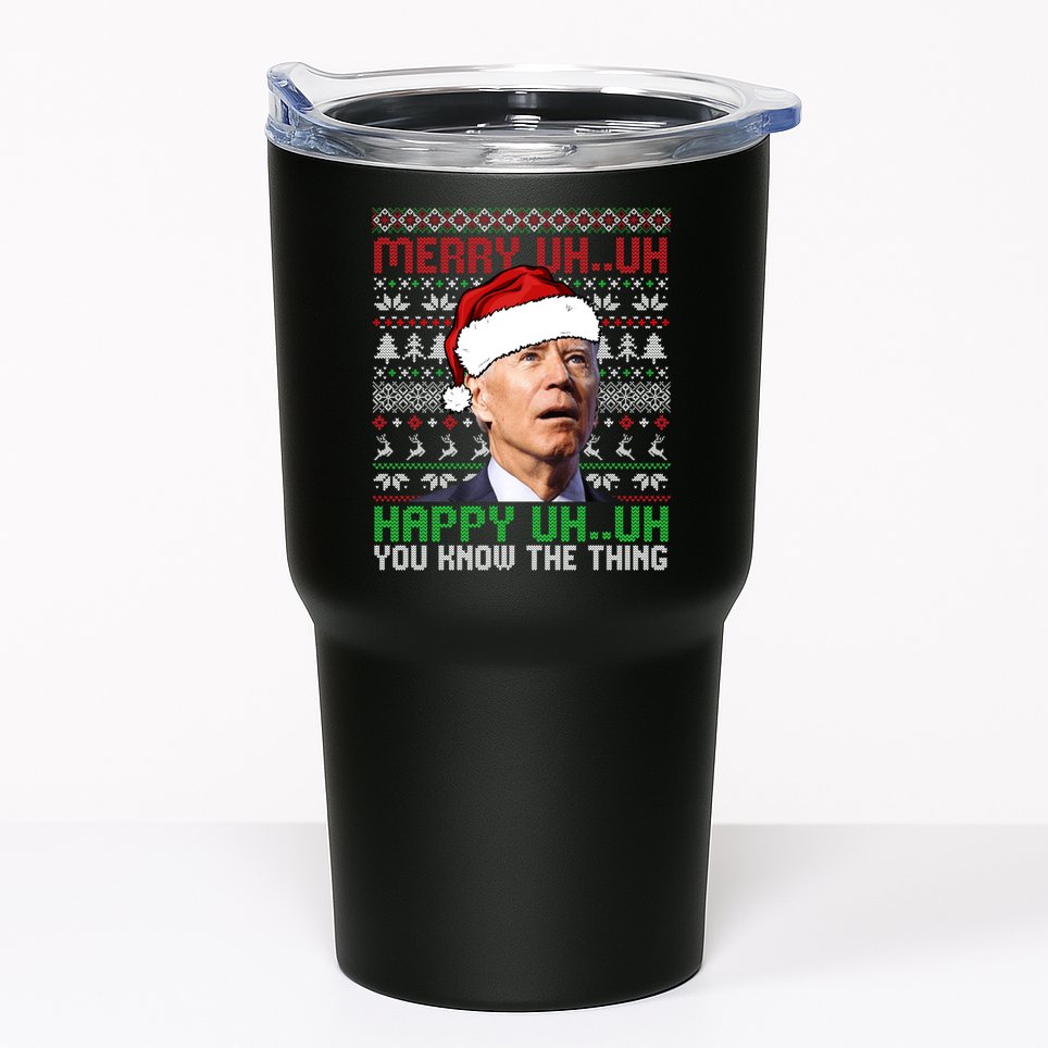 Santa Joe Biden Merry Uh Uh Christmas Ugly Sweater Sweatshirt Tumbler