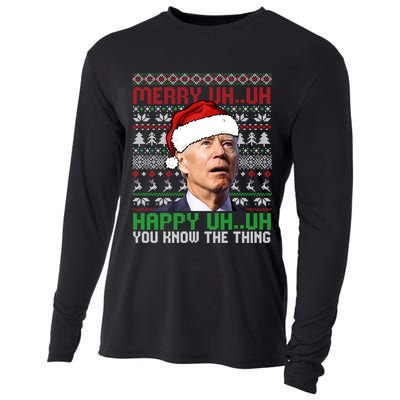 Santa Joe Biden Merry Uh Uh Christmas Ugly Sweater Sweatshirt Cooling Performance Long Sleeve Crew