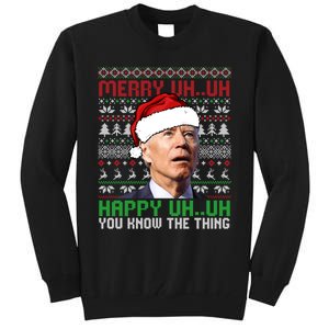 Santa Joe Biden Merry Uh Uh Christmas Ugly Sweater Sweatshirt Tall Sweatshirt