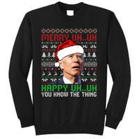 Santa Joe Biden Merry Uh Uh Christmas Ugly Sweater Sweatshirt Tall Sweatshirt