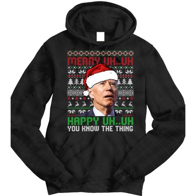 Santa Joe Biden Merry Uh Uh Christmas Ugly Sweater Sweatshirt Tie Dye Hoodie