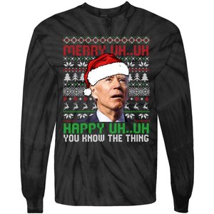 Santa Joe Biden Merry Uh Uh Christmas Ugly Sweater Sweatshirt Tie-Dye Long Sleeve Shirt