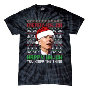 Santa Joe Biden Merry Uh Uh Christmas Ugly Sweater Sweatshirt Tie-Dye T-Shirt