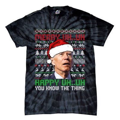 Santa Joe Biden Merry Uh Uh Christmas Ugly Sweater Sweatshirt Tie-Dye T-Shirt