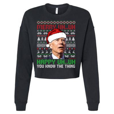 Santa Joe Biden Merry Uh Uh Christmas Ugly Sweater Sweatshirt Cropped Pullover Crew